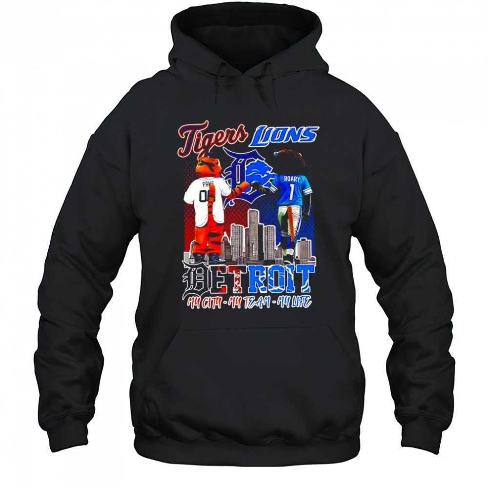 Detroit Tigers and the Detroit Lions mascot my city my team my life shirt
