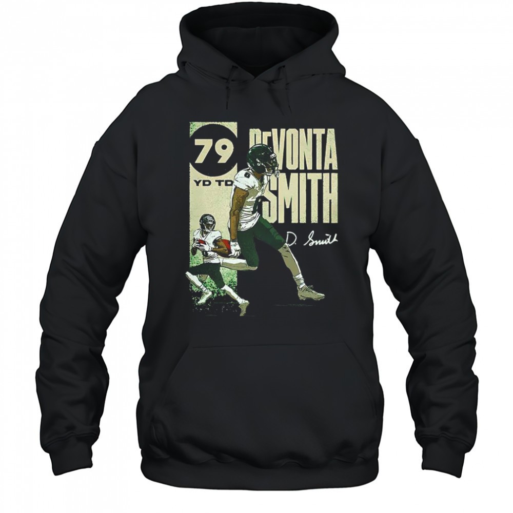 DeVonta Smith Philadelphia Eagles football 79 yard signature shirt