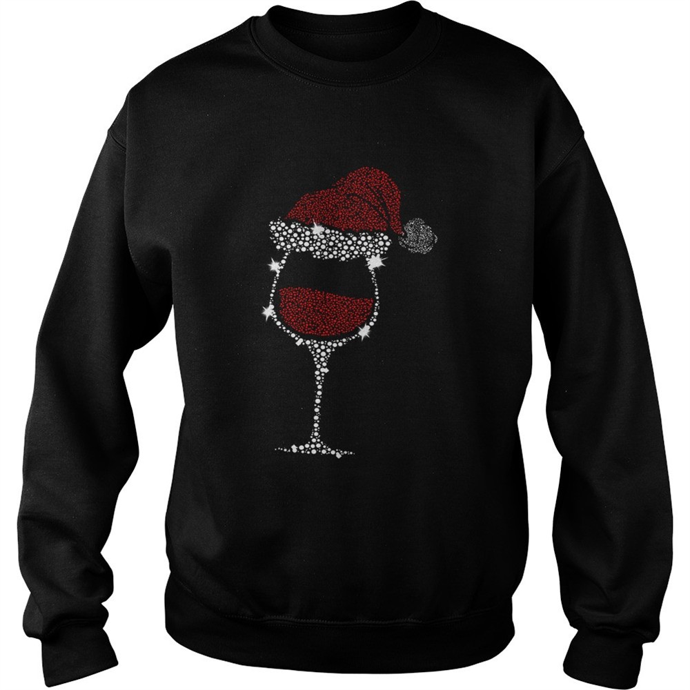Diamond Wine Glasses Santa Hat Christmas shirt