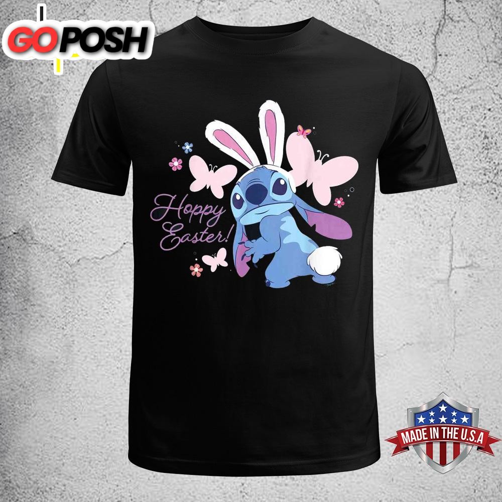 Disney Lilo & Stitch Hoppy Easter Bunny And Butterflies Disney Easter Shirt