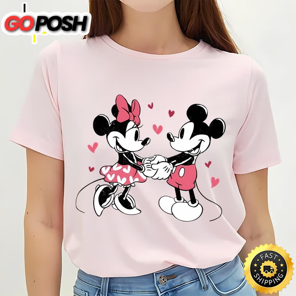 Disney Mickey And Minnie Mosue Love Heart Retro T-shirt