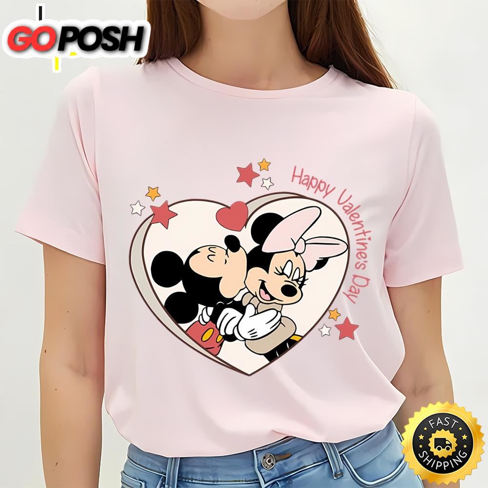 Disney Mickey Minnie Kissing Happy Valentines Day Shirt