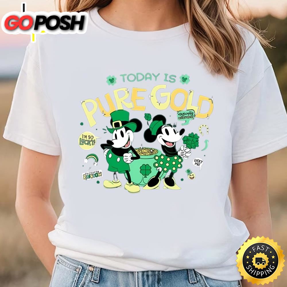 Disney Mickey Minnie Pure Gold St Patricks Day Retro Shirt
