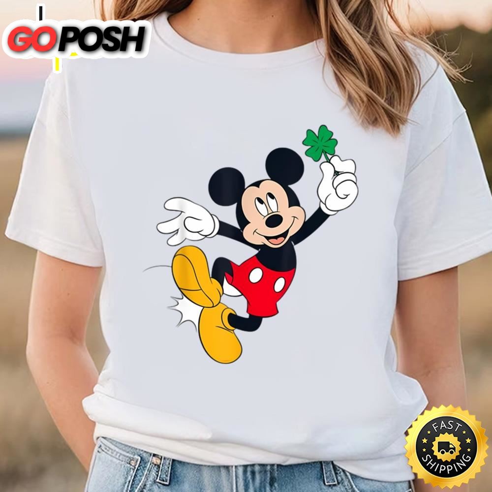 Disney Mickey Mouse Heel Click Shamrock St Patricks Day T-Shirt