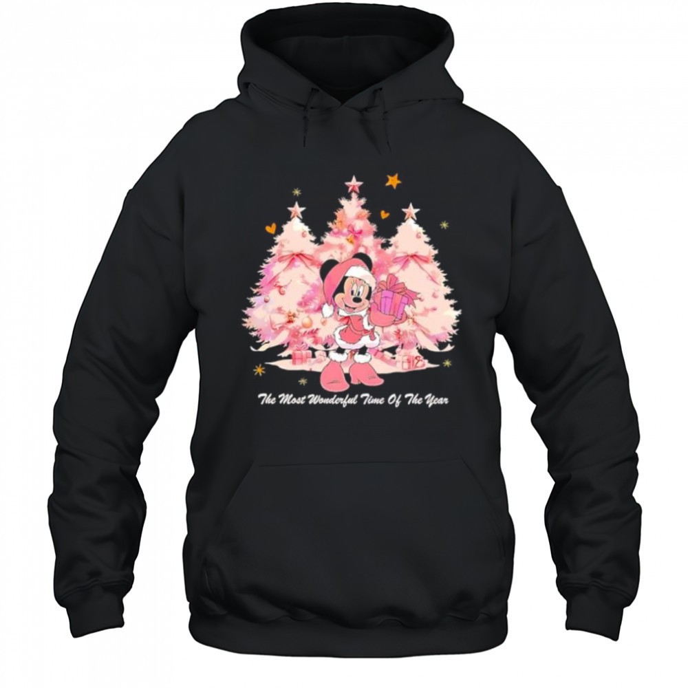Disney Minnie Mouse Christmas Pink Tree The Most Wonderful Time Of The Year shirt