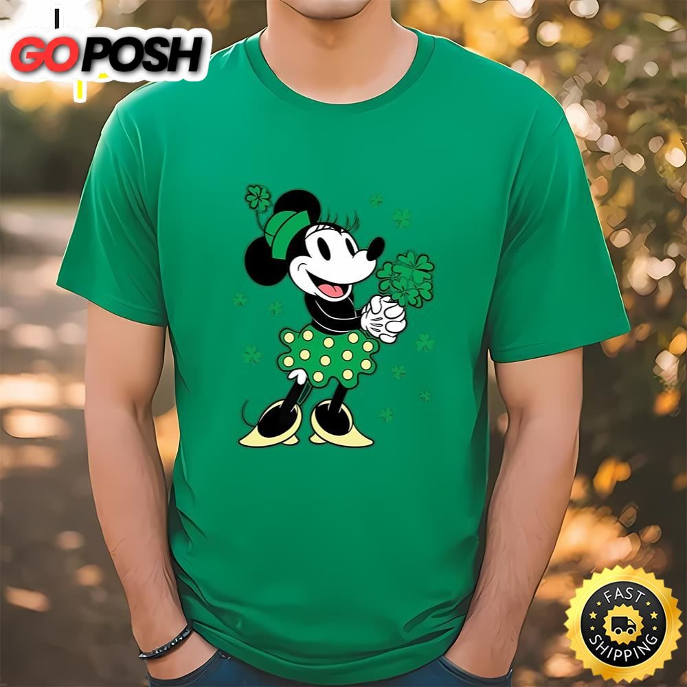 Disney Minnie Mouse Shamrock Bouquet St Patricks Day Retro Shirt