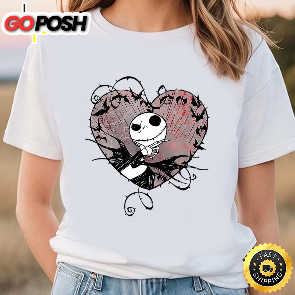 Disney Nightmare Before Christmas Valentines Jack Bat Heart T-Shirt