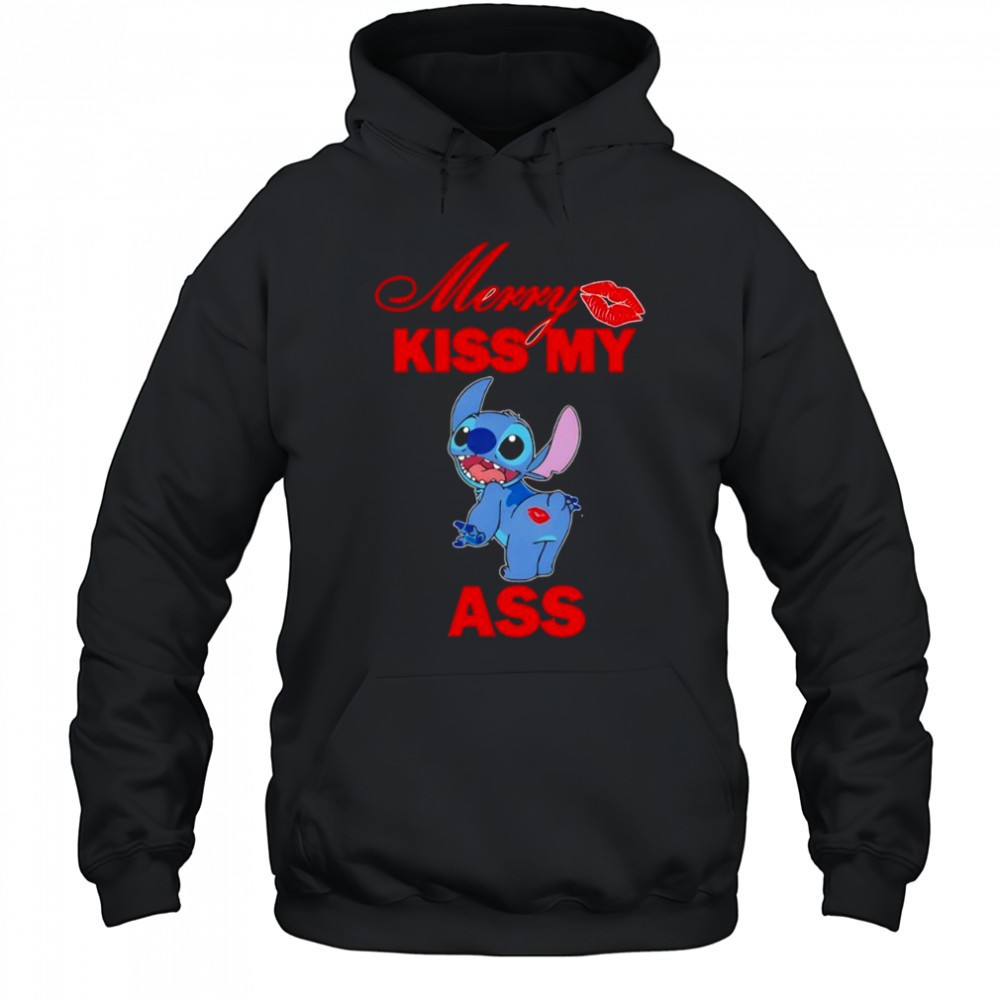 Disney Stitch Christmas Xmas Merry kiss my ass Shirt