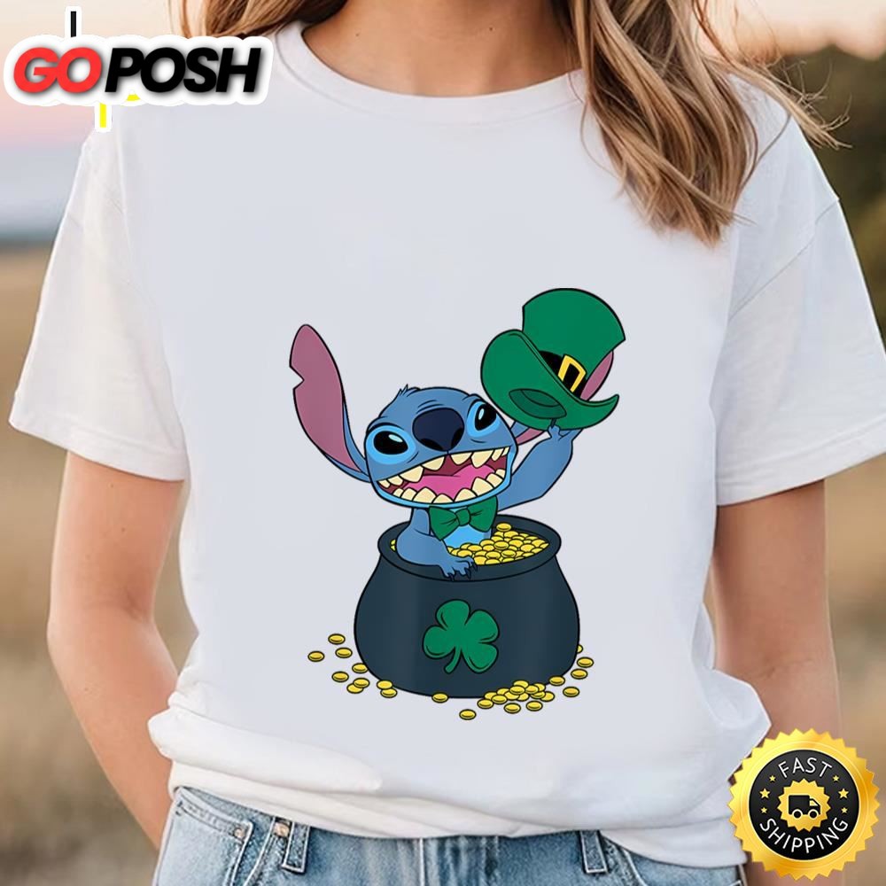 Disney Stitch Pot Of Gold Shamrock St. Patricks Day T-Shirt