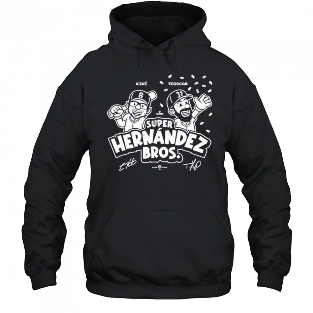 Dodgers Super HernáNdez Bros Cartoon Signatures shirt