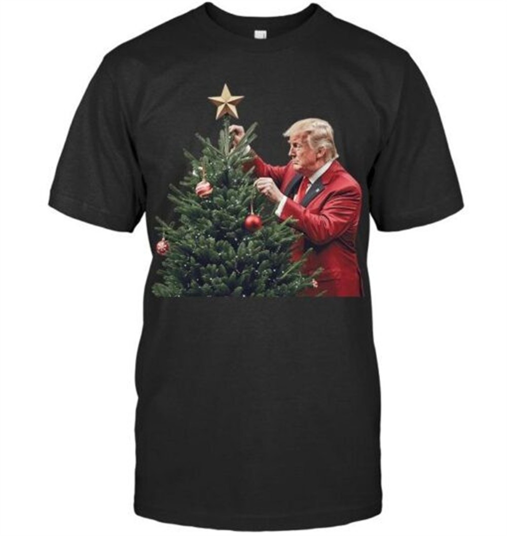 Donald Trump Traditional Christmas Tree Xmas USA President T Shirt