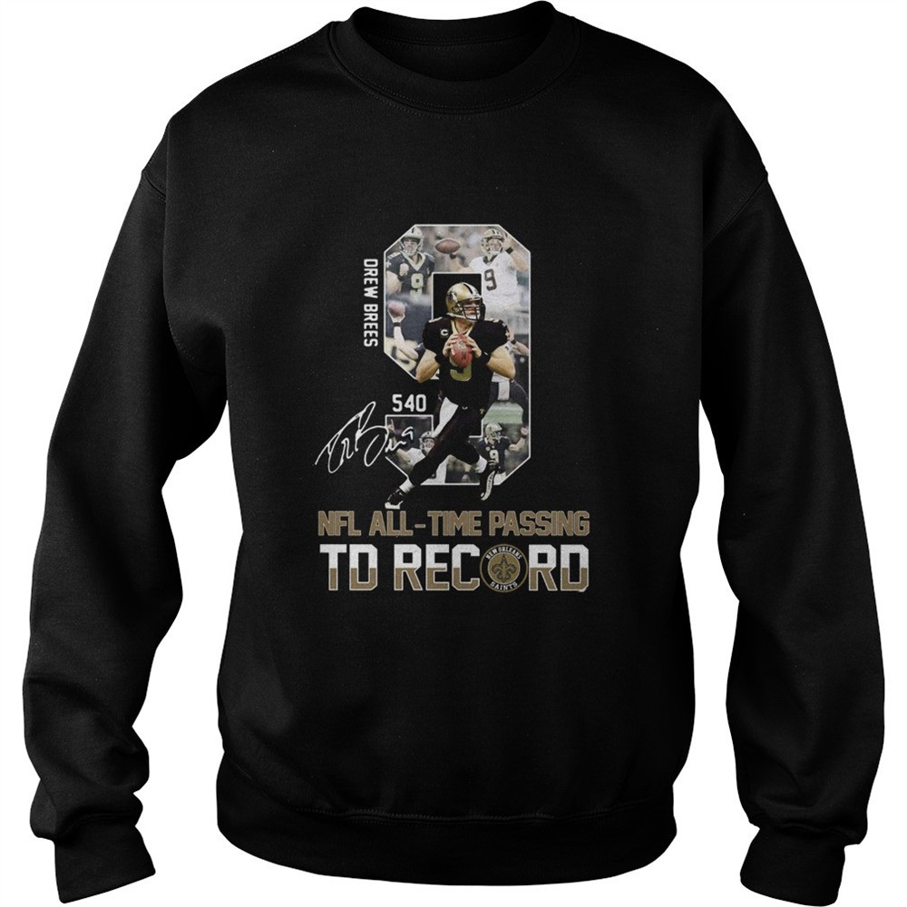 Drew Brees 540 NFL AllTime Passing TD Record Signature shirt