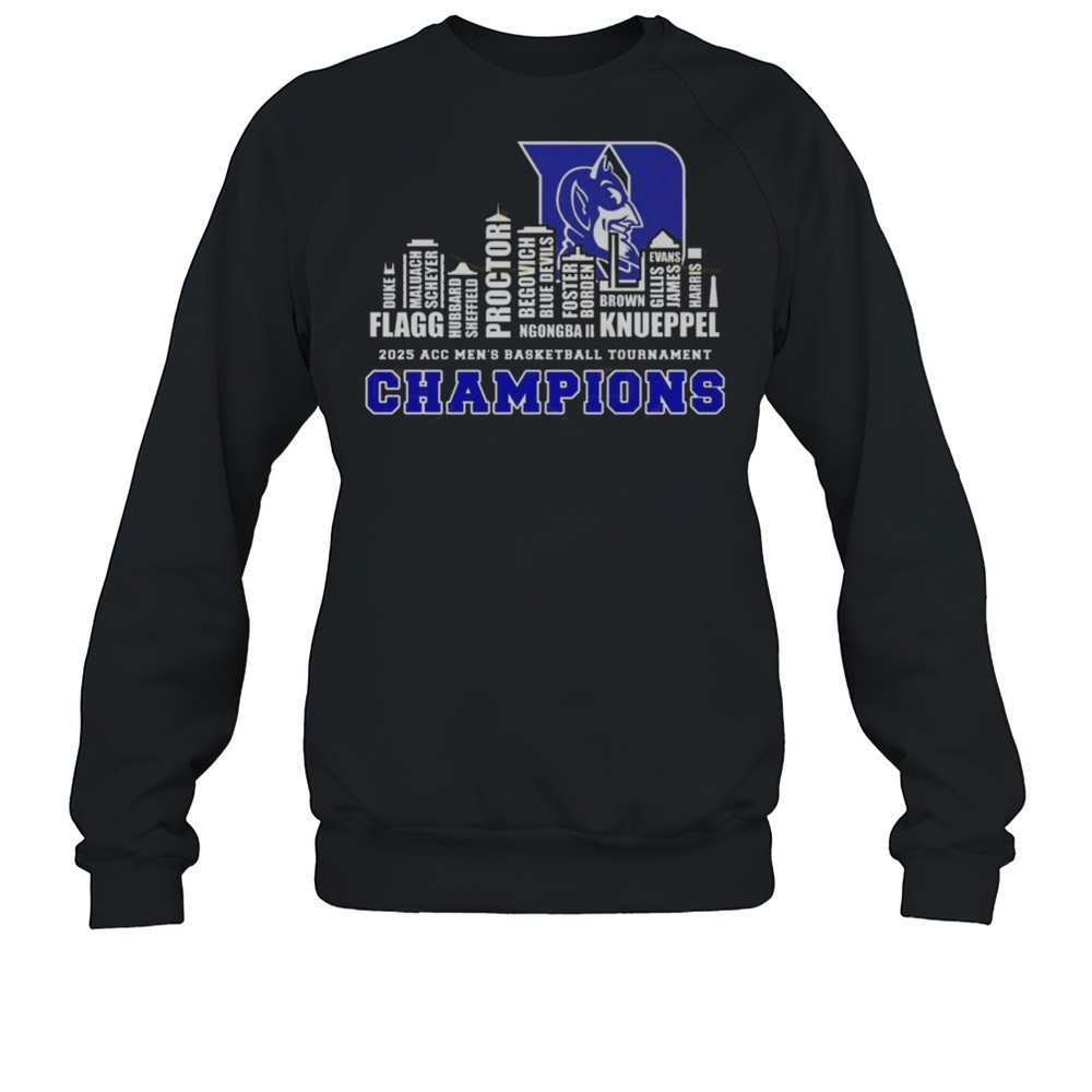 Duke Blue Devils 2025 ACC Men Basketball Tournament Champions Skyline Shirt