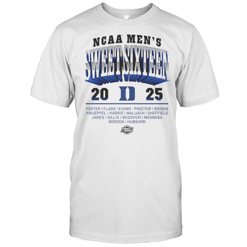 duke-blue-devils-2025-ncaa-mens-basketball-sweet-sixteen-march-madness-foster-fl-xriyybx7 Duke Blue Devils 2025 NCAA Mens Basketball Sweet Sixteen March Madness Foster Flagg Evans T-shirt
