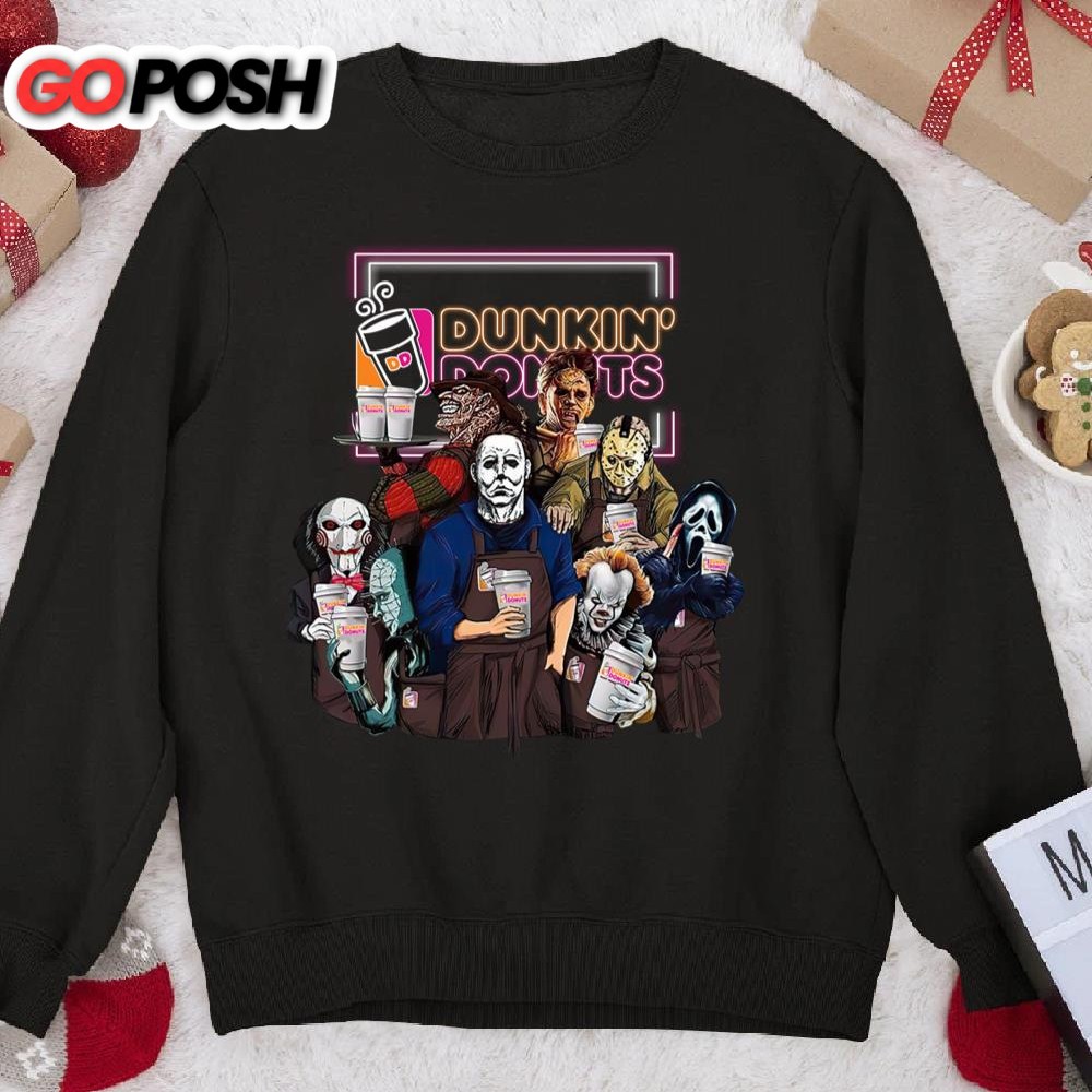 Dunkin Donuts Horror Movie Characters Squad Sweatshirt