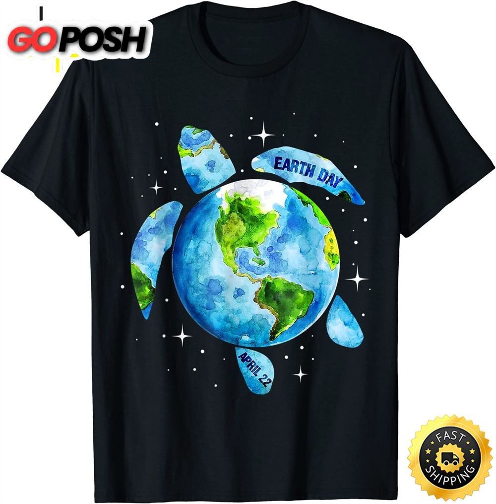 Earth Day 2025 Restore Earth Sea Turtle Art Save the Planet T-Shirt