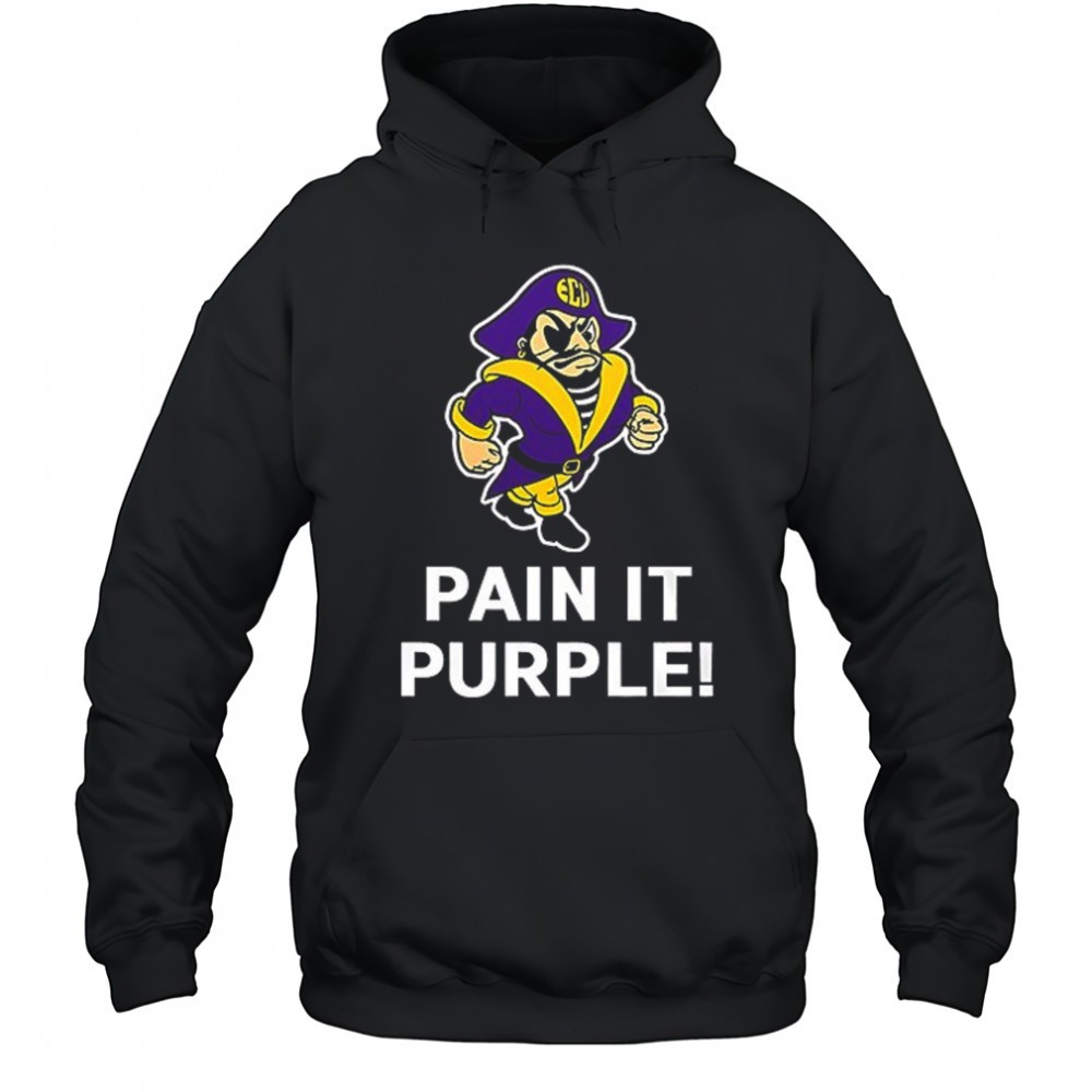 East Carolina Pirates paint in purple mascot shirt