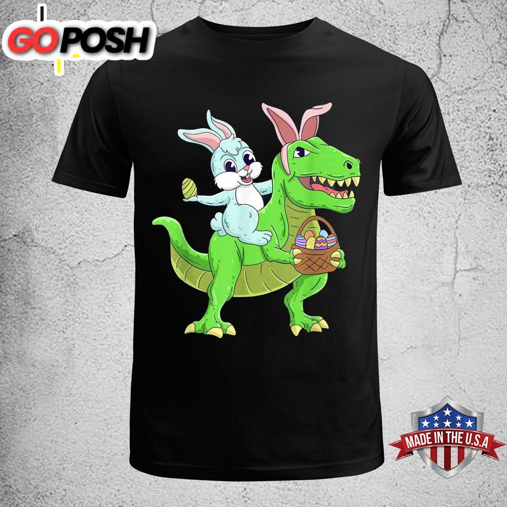 Easter Bunny Riding Dinosaur T Rex Easter Kids Boys Shirt, Easter Gift Idea
