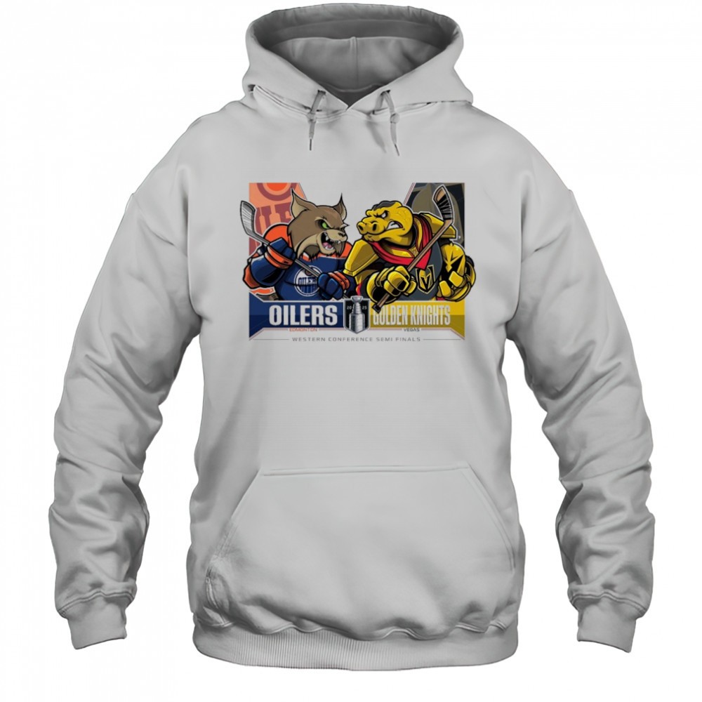 Edmonton Oilers Vs Vegas Golden Knights 2025 2nd Round Matchups Western Conference Semi Finals Mascot t-shirt