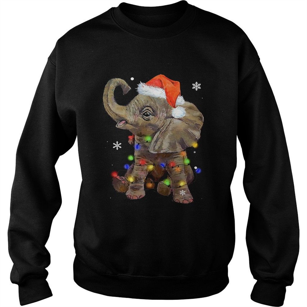 Elephant Santa Christmas Light shirt