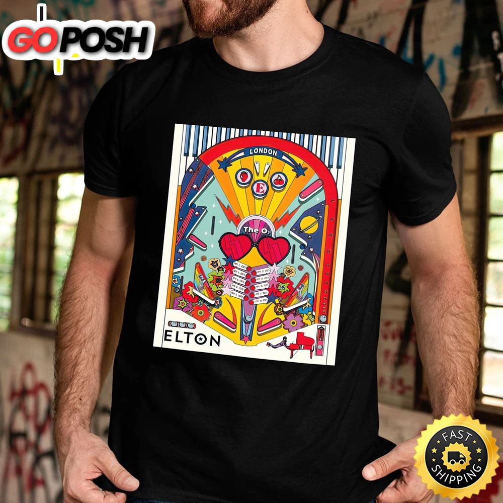 Elton John Farewell Yellow Brick Road Tour 2025 London at The O2 Unisex Black T-shirt