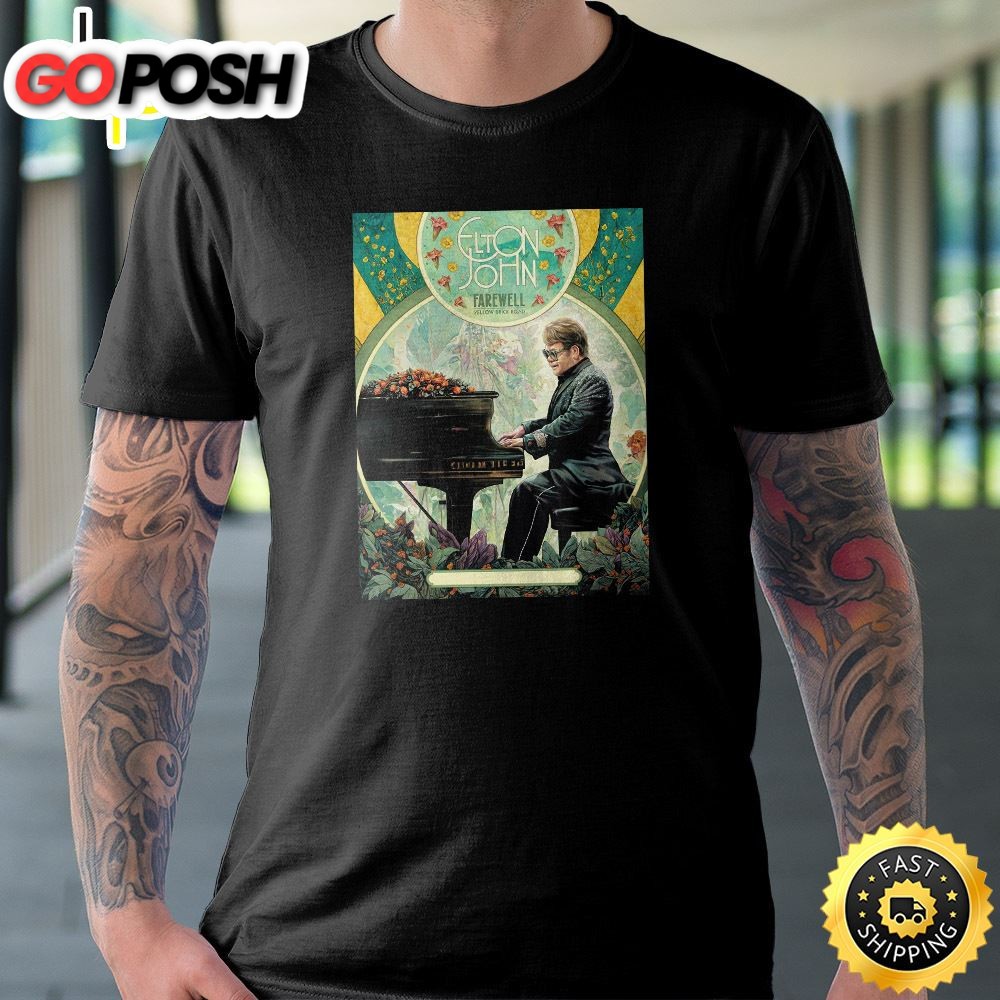 Elton John Tour 2025 San Antonio Fare Well Yellow Brick Road T-shirt
