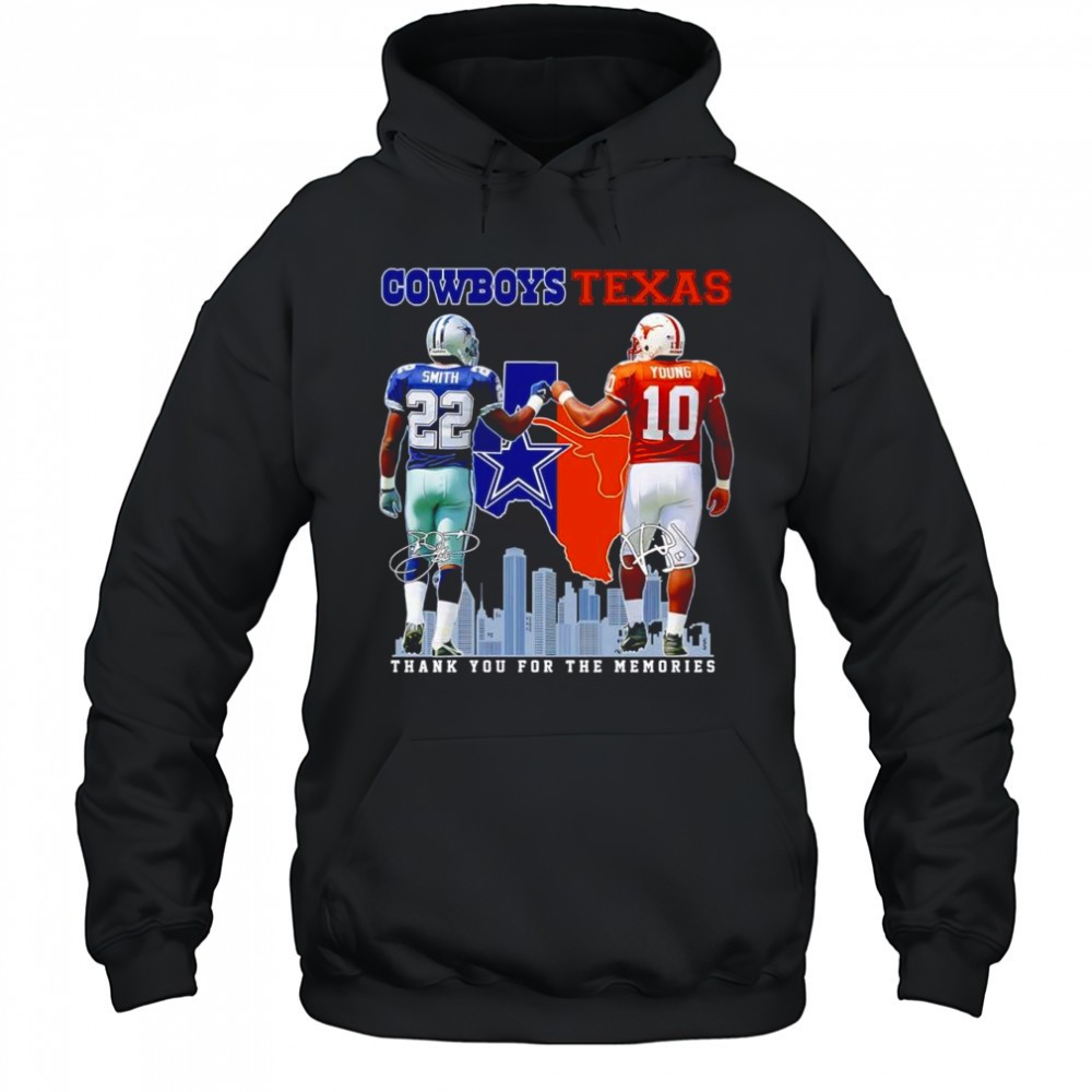 Emmitt Smith Dallas Cowboys and Vince Young Texas Longhorns City Skyline shirt