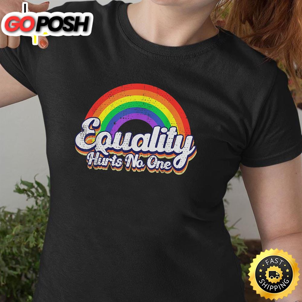 Equality Hurts No One LGBT Rainbow Retro Vintage LGBTQ Valentines Day T-shirt