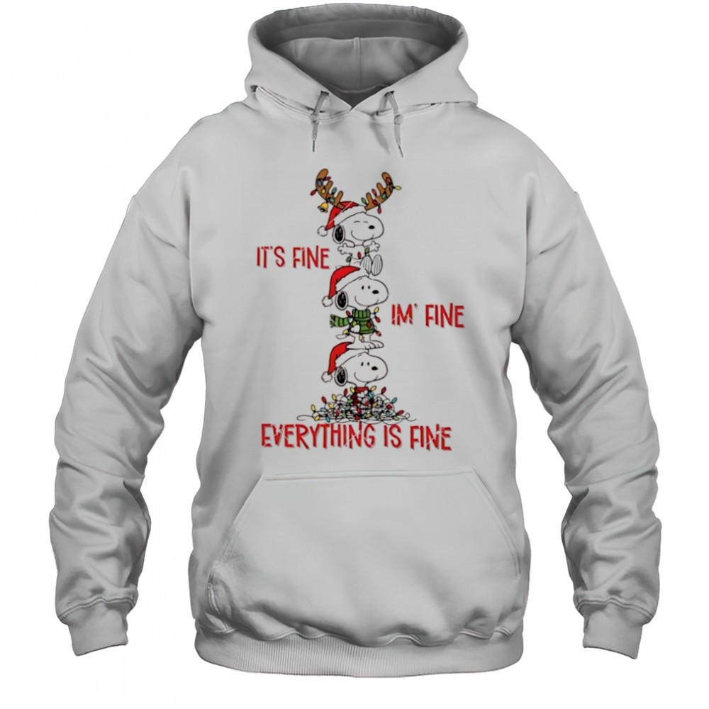 Festive Snoopy Christmas Lights Stack its fine im fine everything is fine shirt