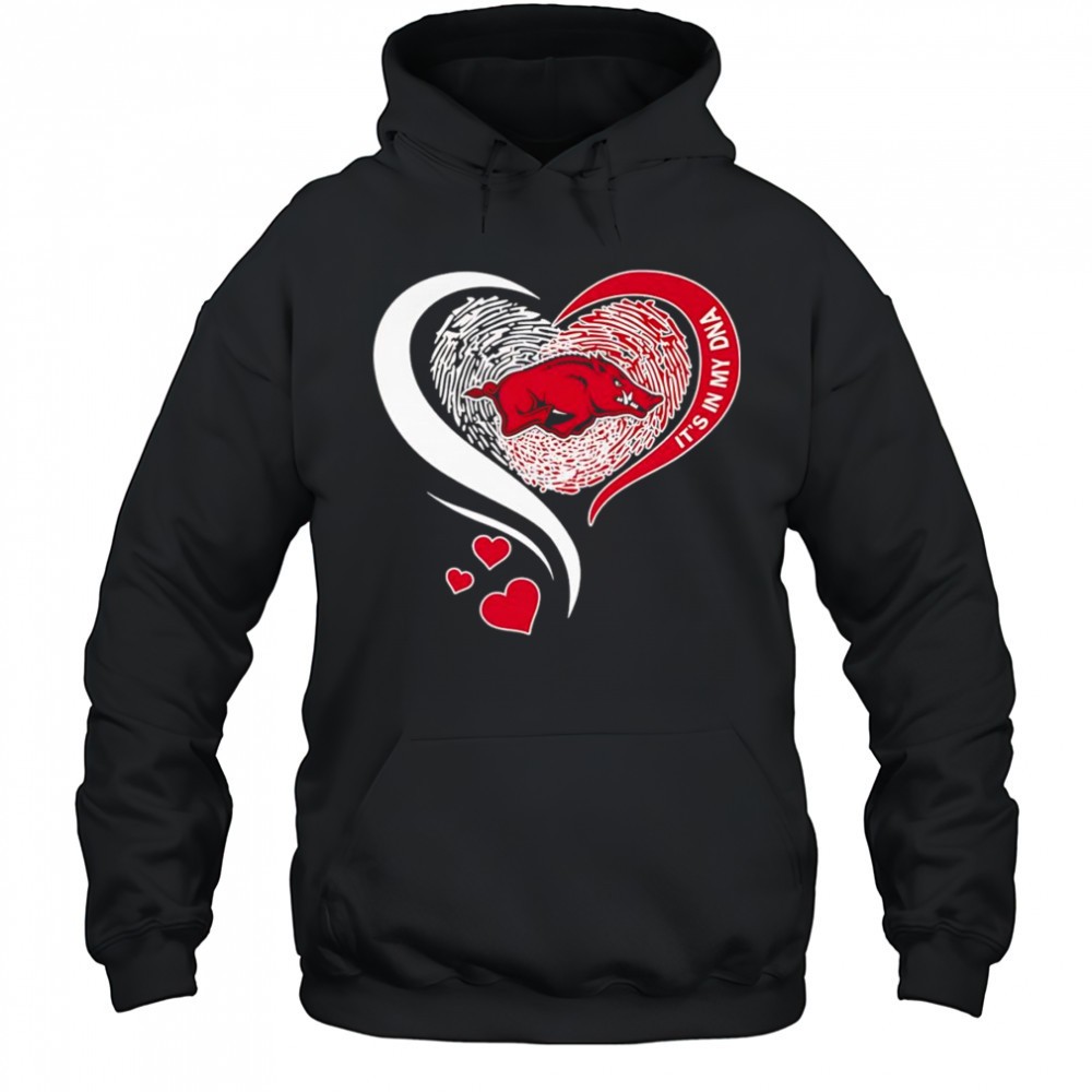 Fingerprint heart its in my DNA Arkansas Razorbacks shirt