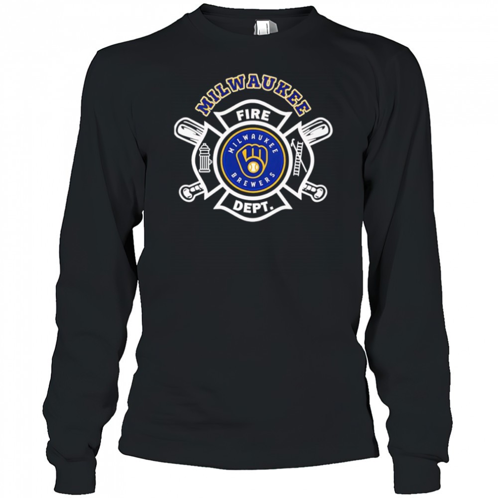 fire-dept-milwaukee-brewers-baseball-shirt-8854w4hb Fire dept Milwaukee Brewers baseball shirt
