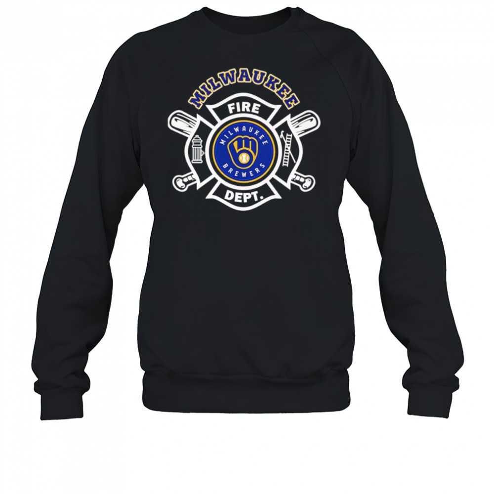 fire-dept-milwaukee-brewers-baseball-shirt-8854w4hb Fire dept Milwaukee Brewers baseball shirt