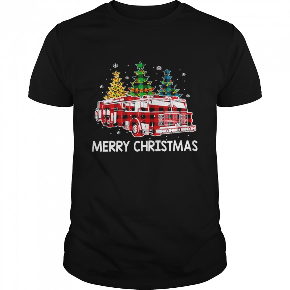 fire-truck-merry-christmas-shirt-haqvskga Fire Truck Merry christmas shirt