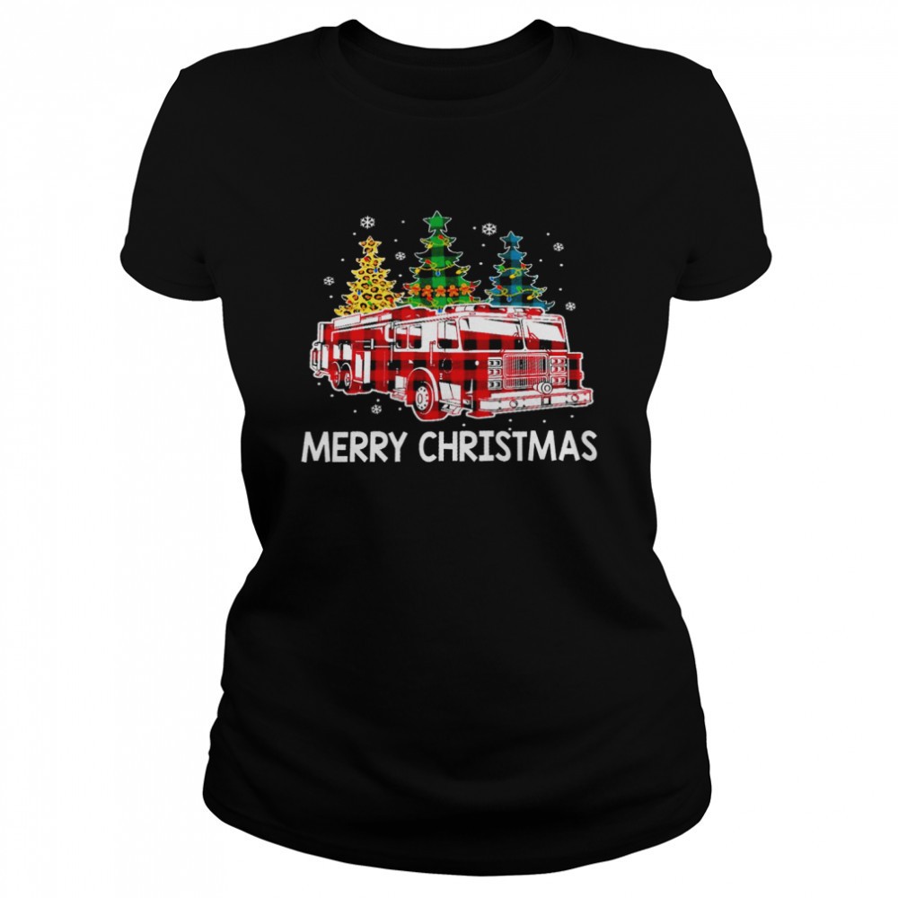 fire-truck-merry-christmas-shirt-haqvskga Fire Truck Merry christmas shirt