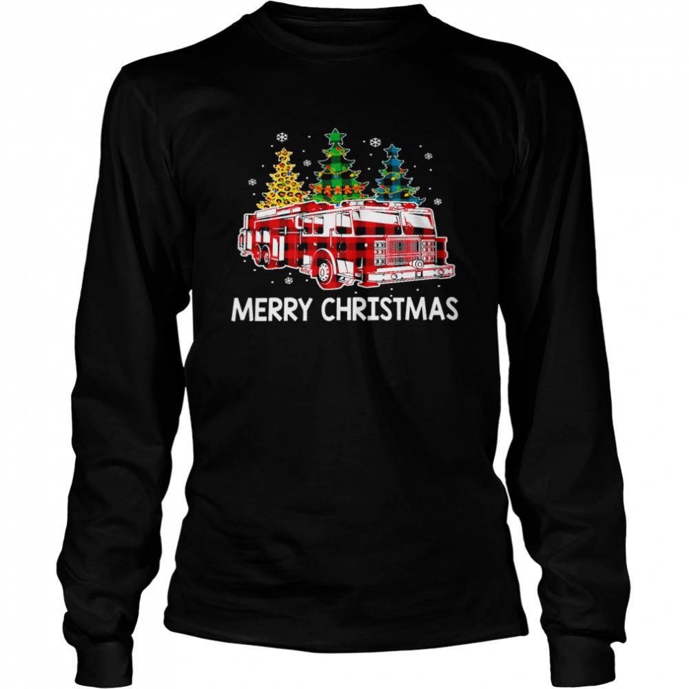 fire-truck-merry-christmas-shirt-haqvskga Fire Truck Merry christmas shirt