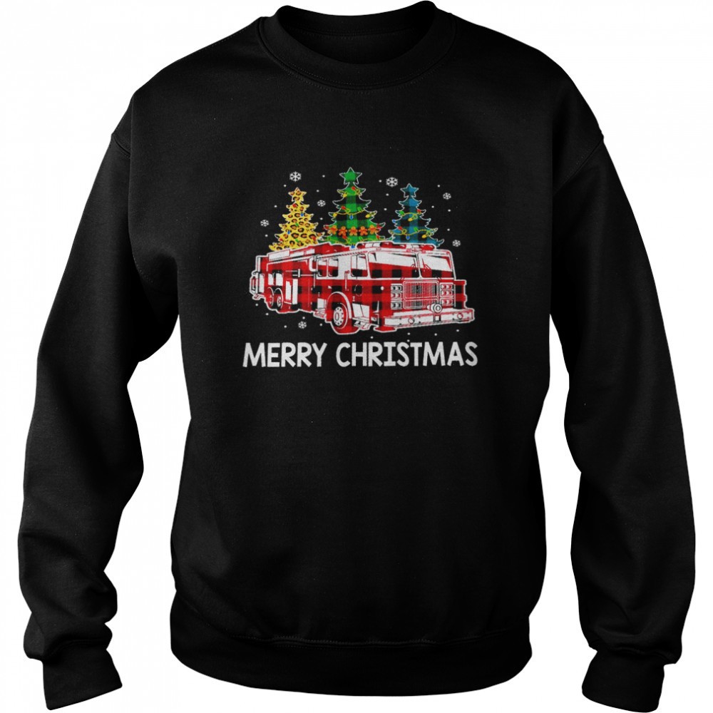 fire-truck-merry-christmas-shirt-haqvskga Fire Truck Merry christmas shirt