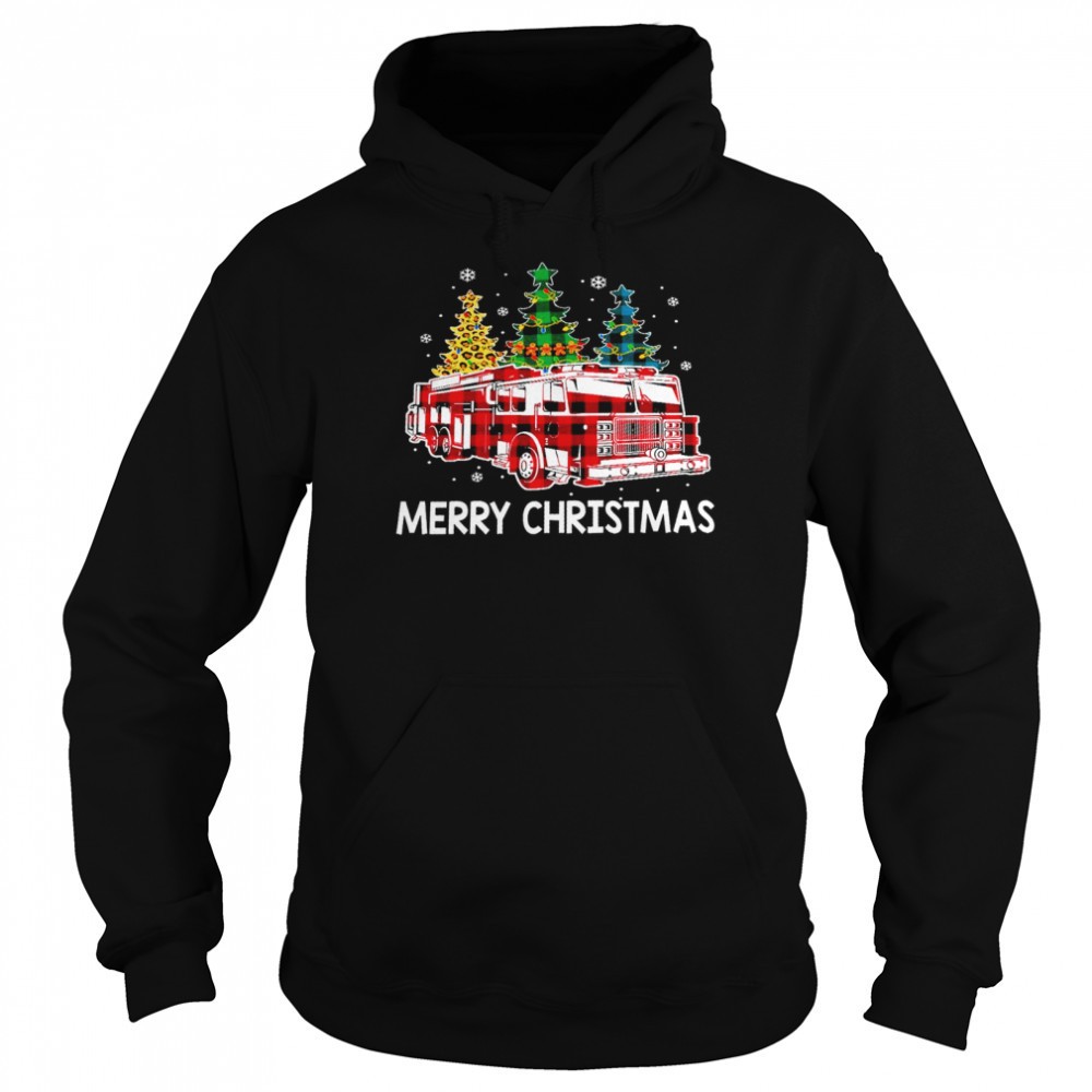 Fire Truck Merry christmas shirt