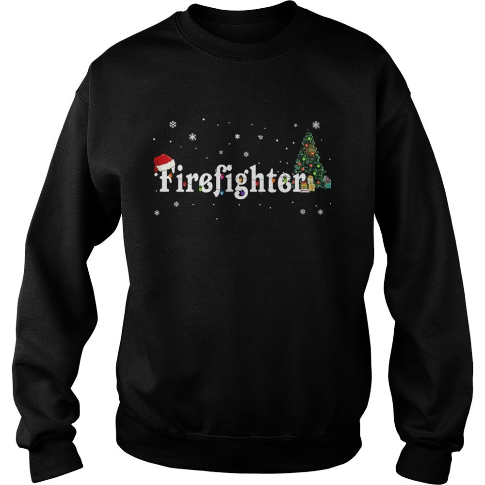 Firefighter Christmas Santa Hat Holiday TShirt