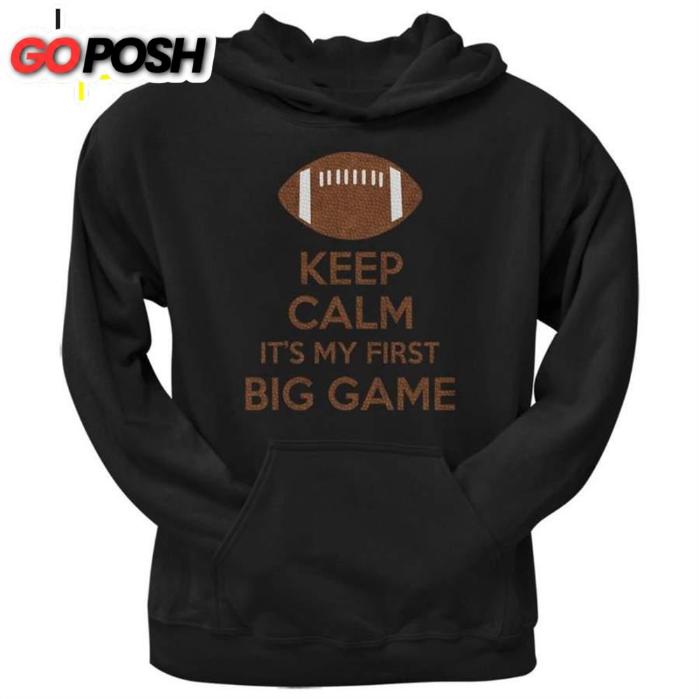 First Big Game Football Black Adult Pullover Hoodie