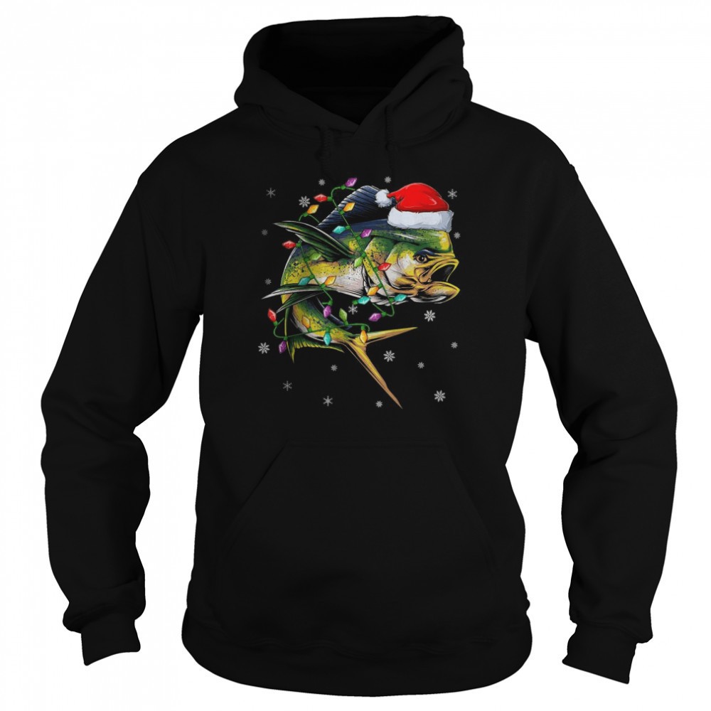 Fishing Xmas Lighting Santa Ugly Mahi Mahi Fish Christmas Shirt