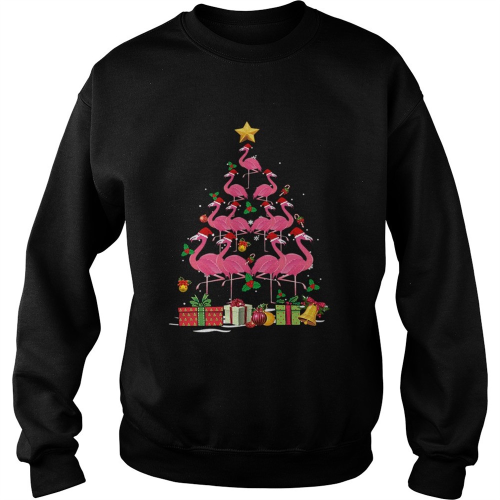 Flamingo Tree Ugly Christmas Funny TShirt