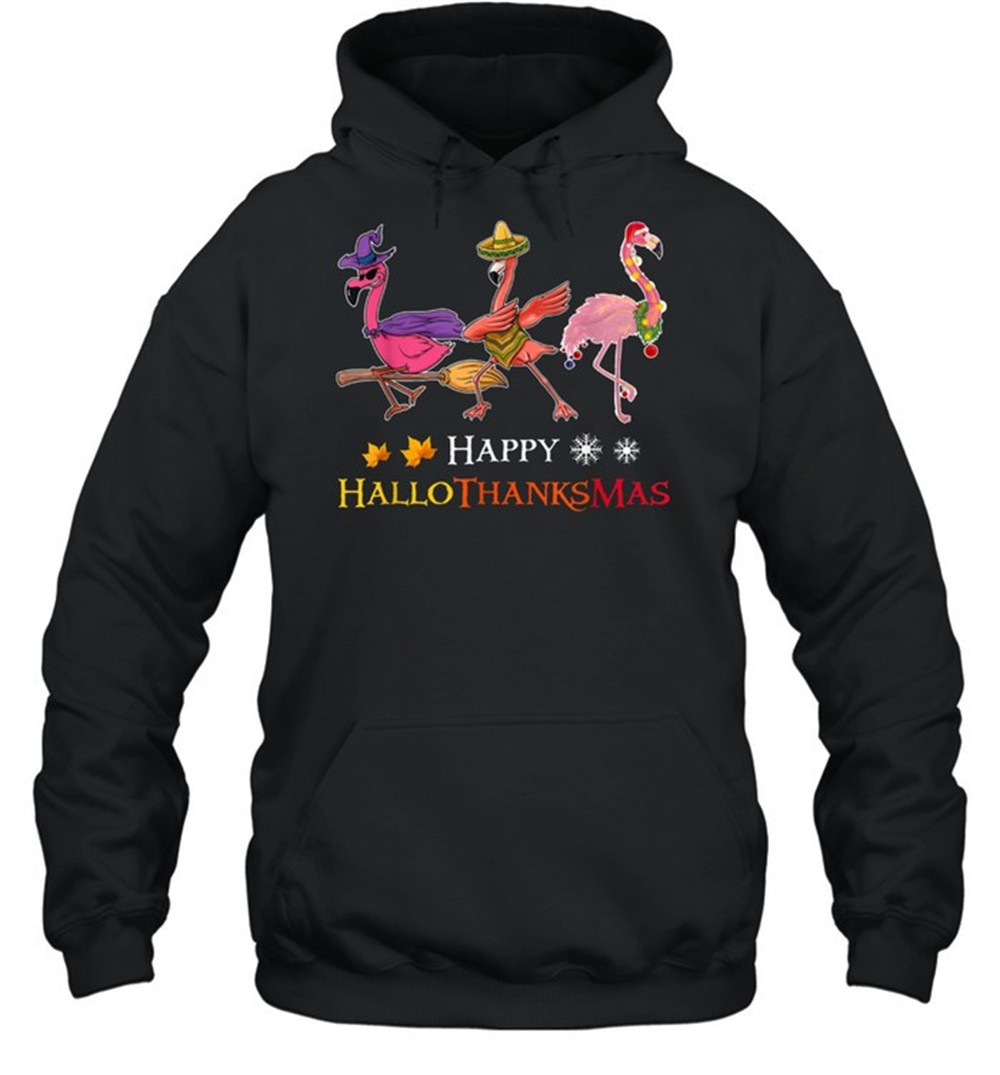 Flamingos Happy Hallothanksmas shirt