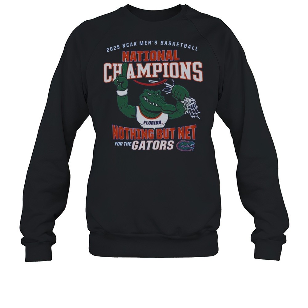 Florida Gators 2025 NCAA Mens Basketball National Champions Nothing But Net Mascot Shirt