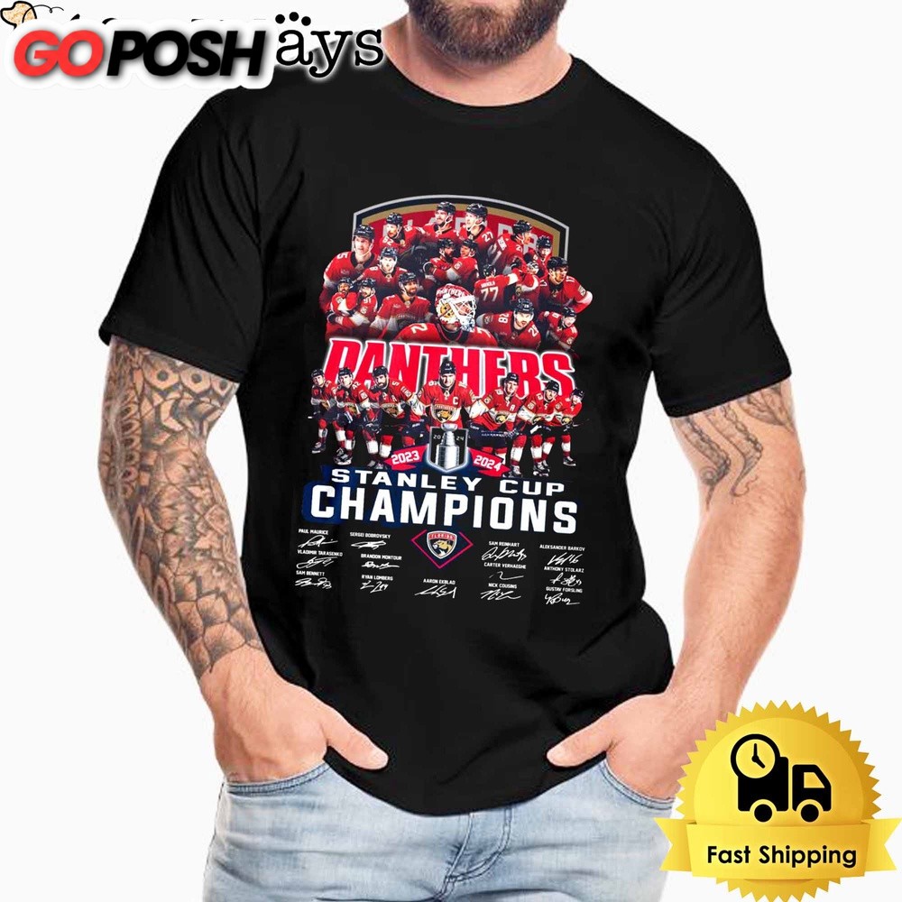 Florida Panthers 2024 Stanley Cup Champions Signature T Shirt