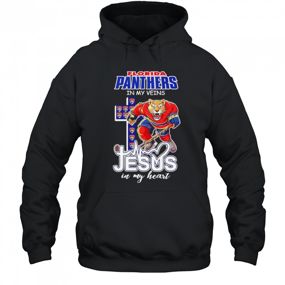 Florida Panthers in my veins Jesus in my heart mascot shirt