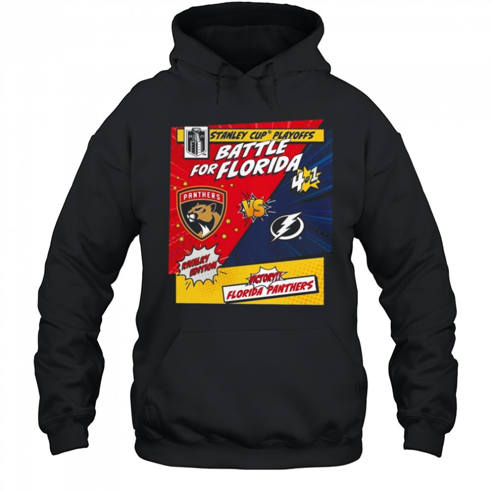Florida Panthers vs. Tampa Bay Lightning 2025 Stanley Cup Playoffs Rivalry Comic Pop Shirt