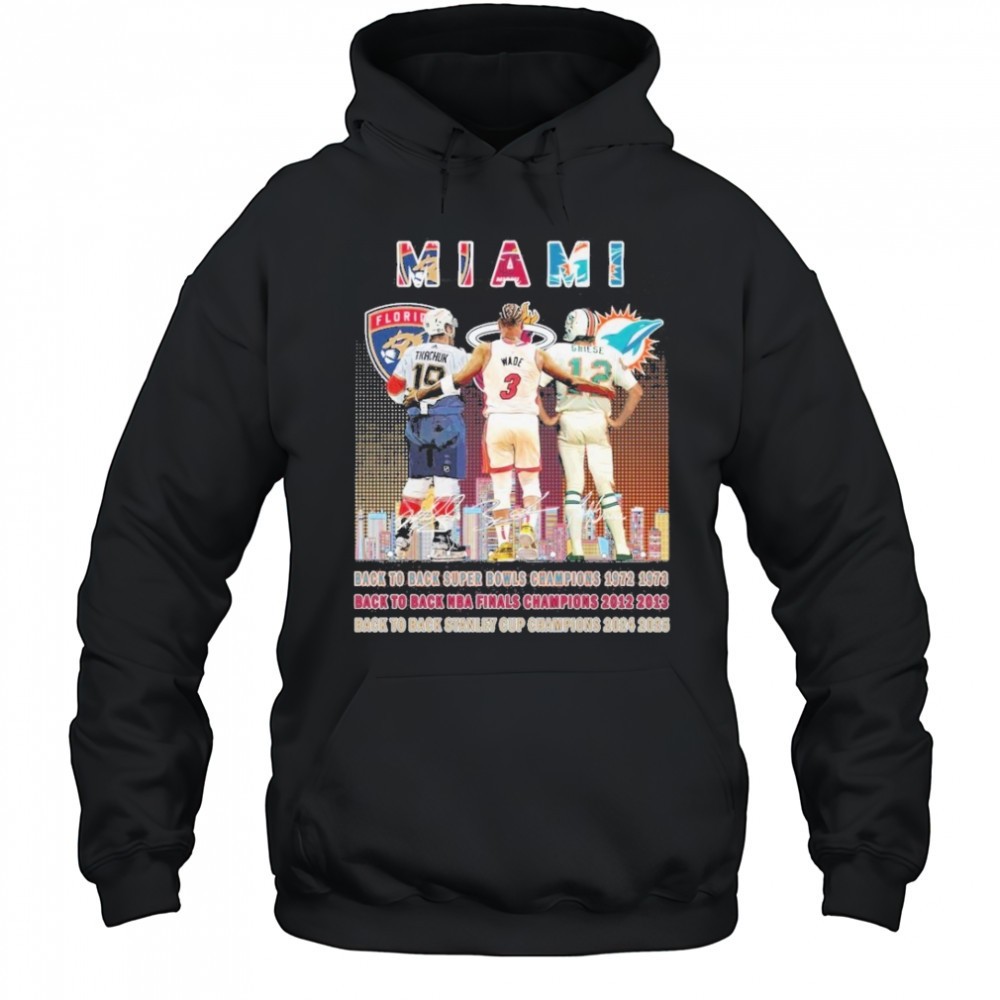 Florida Panthers x Miami Heat x Miami Dolphins Signature Unisex T-Shirt