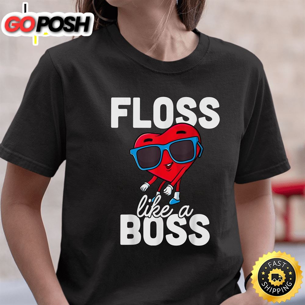 Floss Like A Boss Valentines Day Boy Valentine Boys Flossing T-Shirt