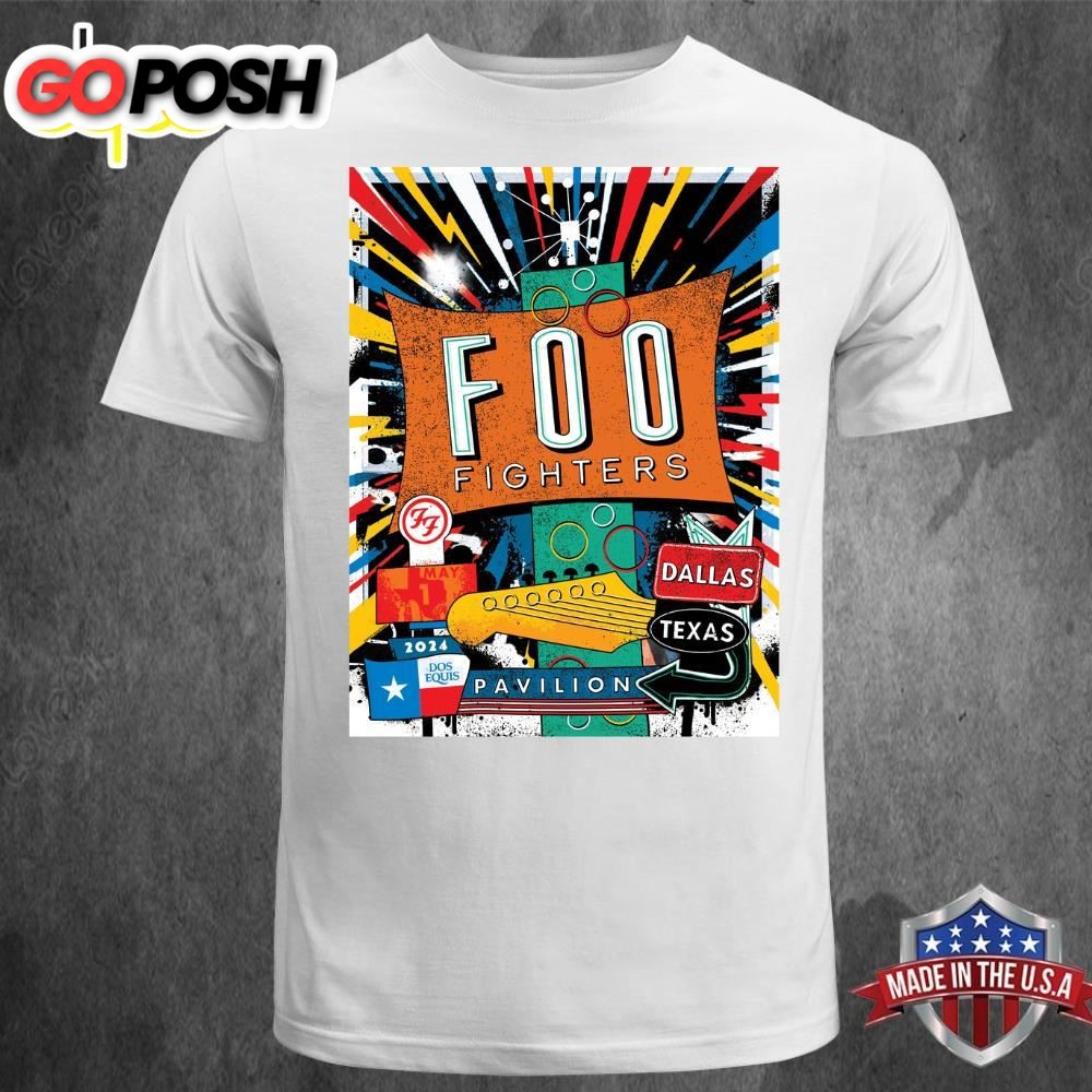 Foo Fighters Tonight Poster For Dos Equis Pavilion In Dallas Texas On May 1 2025 T-shirt Tee
