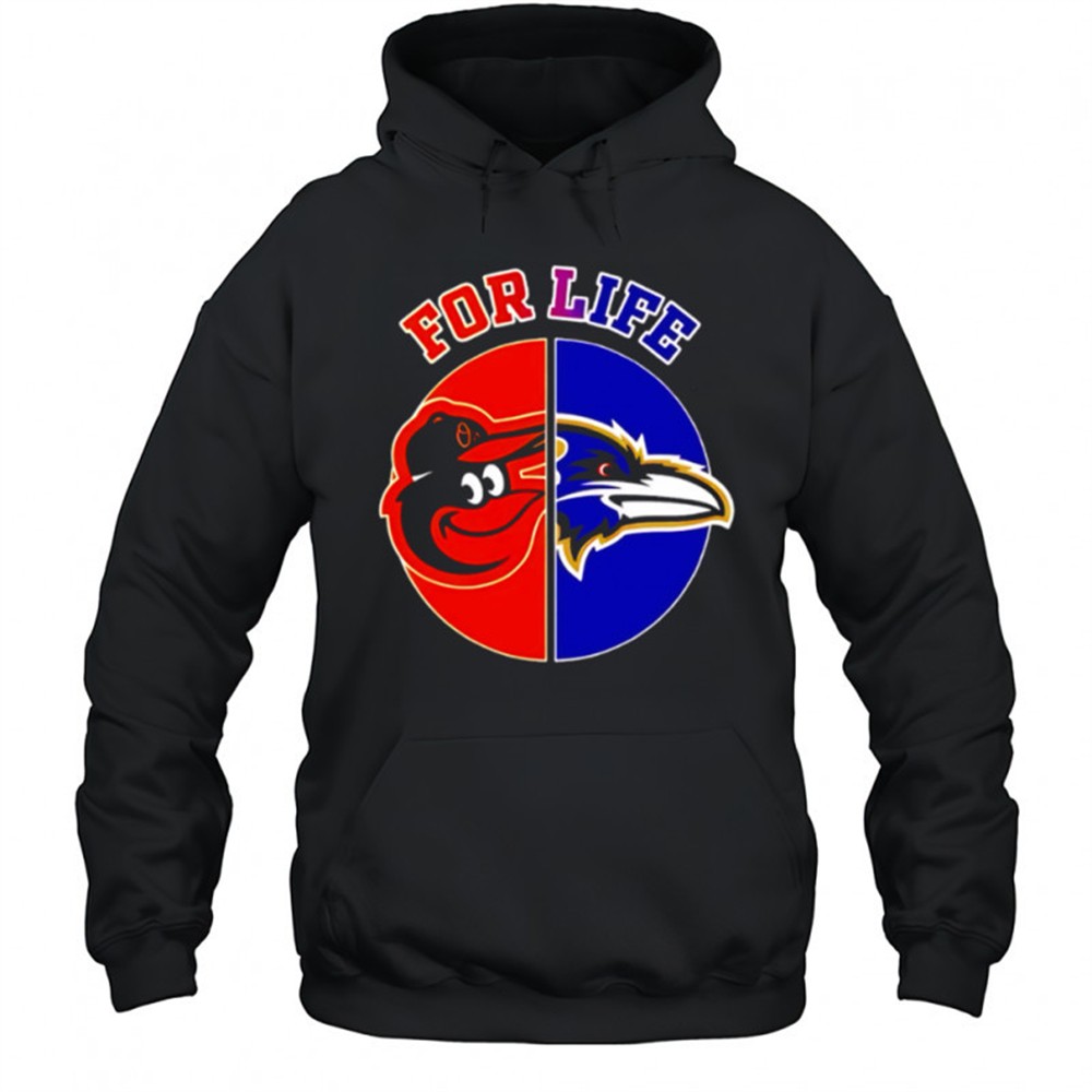 For Life Baltimore Orioles and Ravens split logo graphic shirt